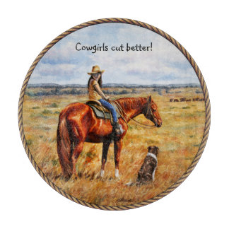 Little Cowgirl on Cattle Horse Cutting Board