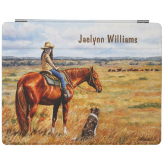 Little Cowgirl on Cattle Horse iPad Smart Cover