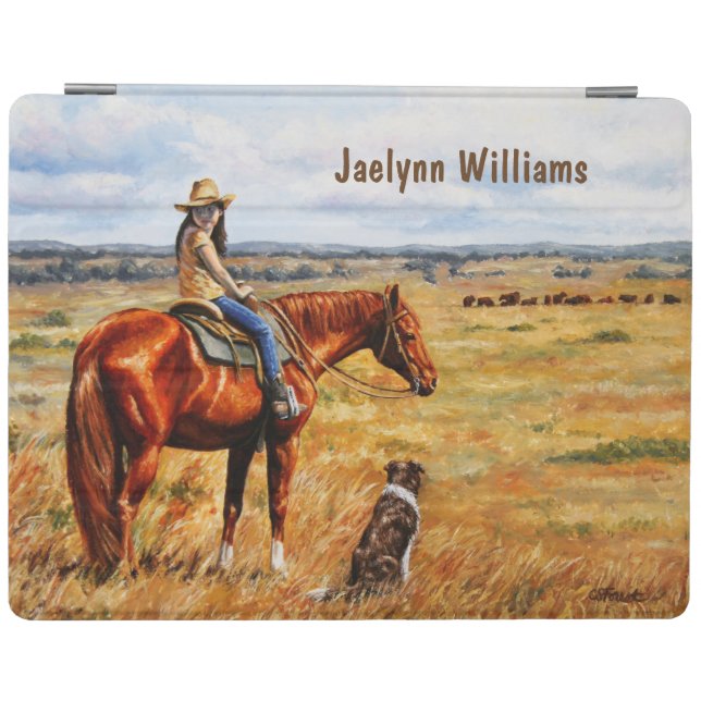 Little Cowgirl on Cattle Horse iPad Smart Cover (Horizontal)
