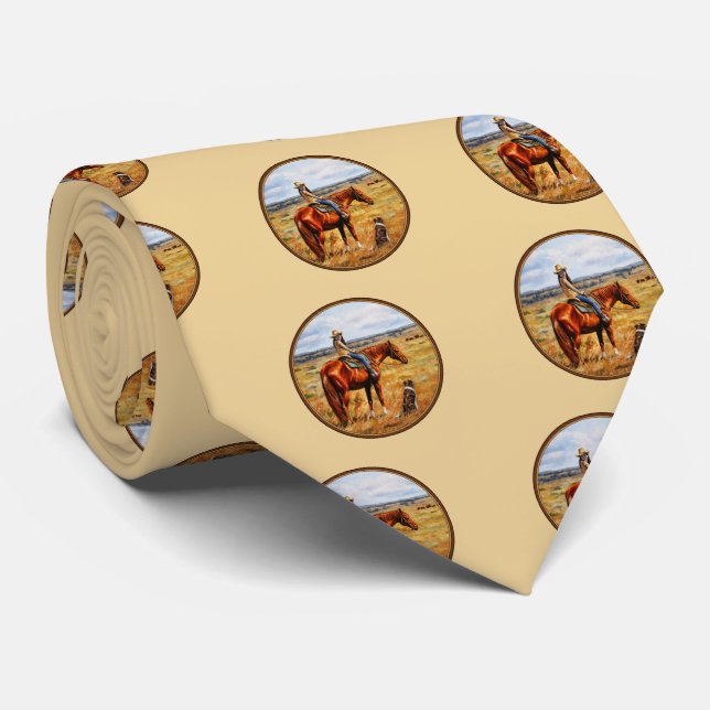 Little Cowgirl on Cattle Horse Neck Tie (Rolled)