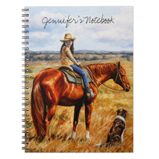 Little Cowgirl on Cattle Horse Notebook