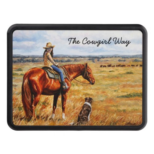 Little Cowgirl on Cattle Horse Tow Hitch Cover