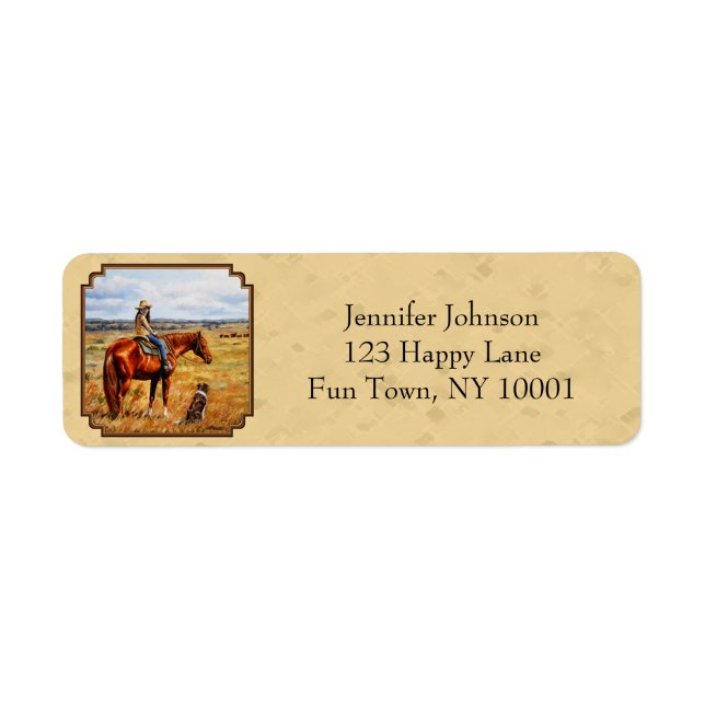 Little Cowgirl on Cattle Horse Yellow Label (Front)