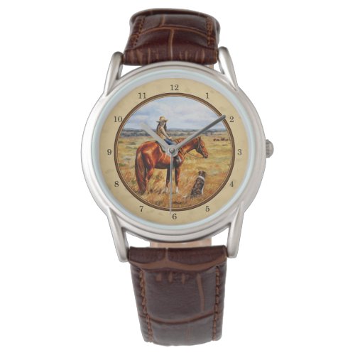 Little Cowgirl on Cattle Horse Yellow Watch