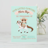 Little Cowgirl on Horse Girls Birthday Invitation (Standing Front)