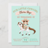 Little Cowgirl on Horse Girls Birthday Invitation (Front)
