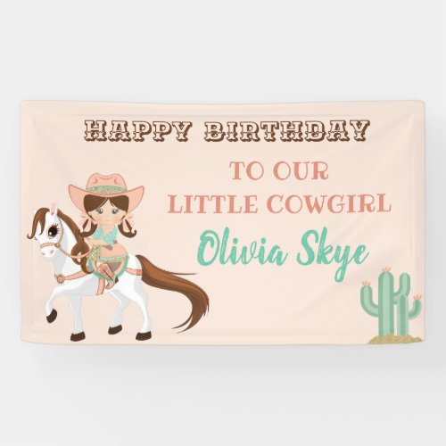 Little Cowgirl on Horse Girls Western Birthday Banner