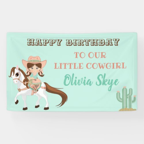 Little Cowgirl on Horse Girls Western Birthday Banner
