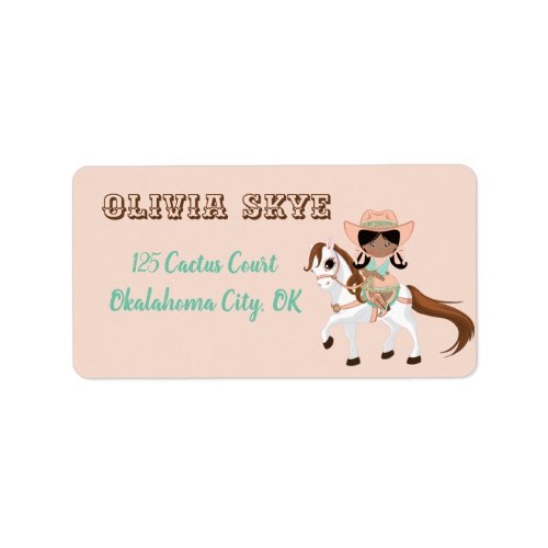 Little Cowgirl on Horse Girls Western Label