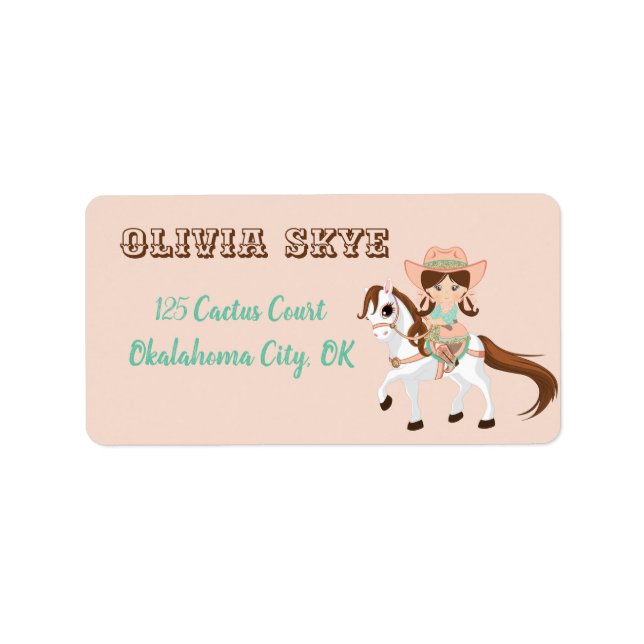 Little Cowgirl on Horse Girls Western Label (Front)