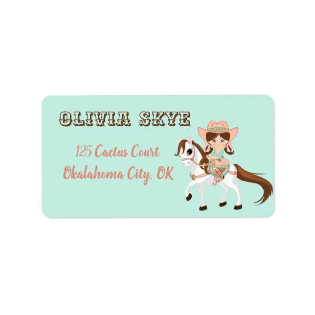 Little Cowgirl on Horse Girls Western Label (Front)