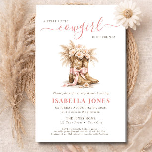Little Cowgirl On The Way Budget Pink Baby Shower Flyer