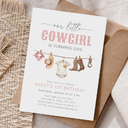 Little Cowgirl Pink 1st Birthday Invitation