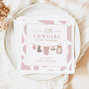 Little Cowgirl Pink Baby Clothesline Baby Shower Napkins