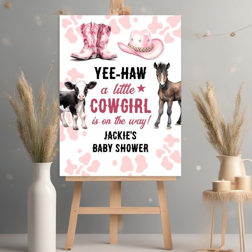 Little Cowgirl Pink Rodeo Baby Shower Foam Board