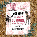 Little Cowgirl Pink Rodeo Baby Shower Poster<br><div class="desc">elegant western rodeo watercolor artwork.  Fun country farm animal rodeo theme baby shower. Easy to personalize. cowgirl,  pink,  girl baby shower
welcome poster,  welcome sign</div>