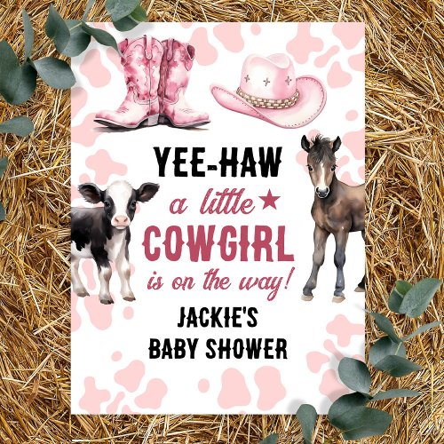 Little Cowgirl Pink Rodeo Baby Shower Poster