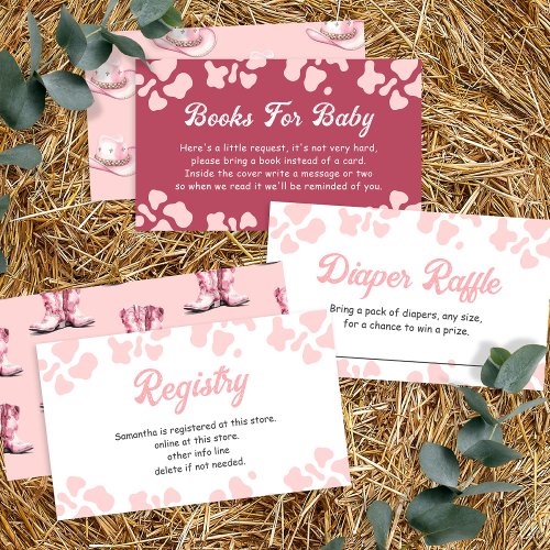 Little Cowgirl pink Rodeo Books Baby Shower Enclosure Card