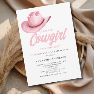 Little Cowgirl Pink Western Baby Shower Invitation