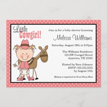 Little Cowgirl Polka Dots Baby Shower Invitations by WhimsicalPrintStudio at Zazzle