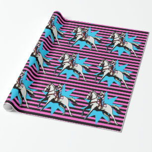 Little Cowgirl Running Horse Any Occassion Wrapping Paper