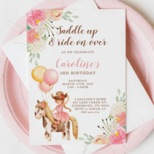 Little Cowgirl Saddle Up Birthday Invitation