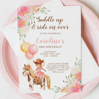 Little Cowgirl Saddle Up Birthday Invitation