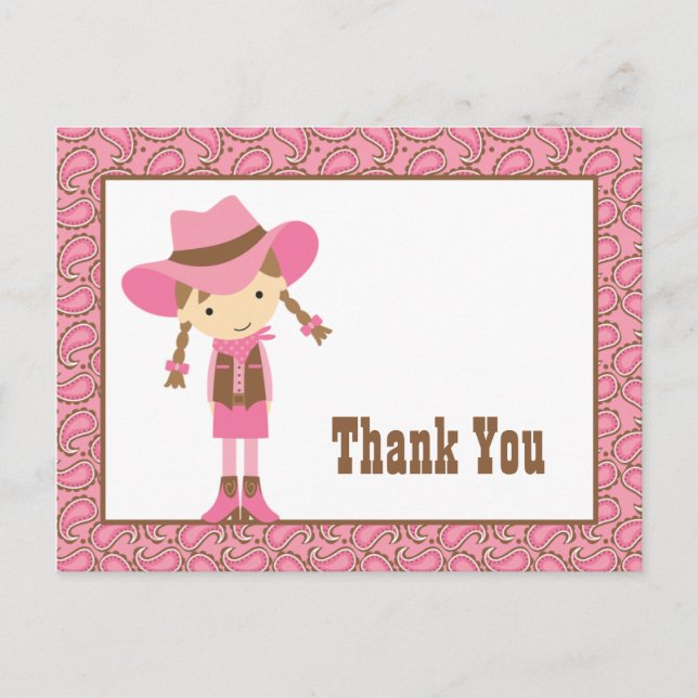 Little Cowgirl Thank You Postcard (Front)