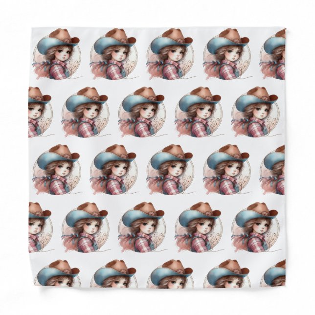 Little Cowgirl Western Baby Shower Bandana (Front)