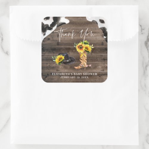 Little Cowgirl  Western Baby Shower Favor Square Sticker