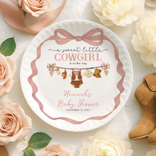 Little Cowgirl Western Baby Shower Paper Plates