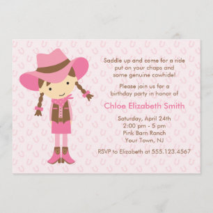 Little Cowgirl Western Birthday Party Invitation