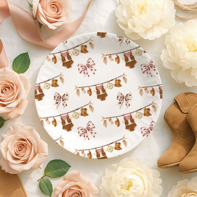 Little Cowgirl Western Clothes Baby Shower Paper Plates (Creator Uploaded)