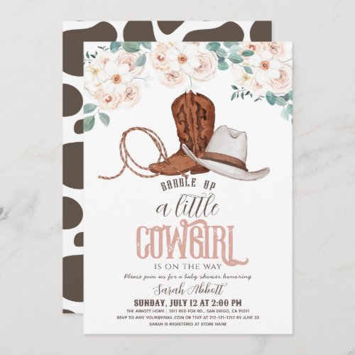 Little Cowgirl Western Floral Girl Baby Shower Invitation