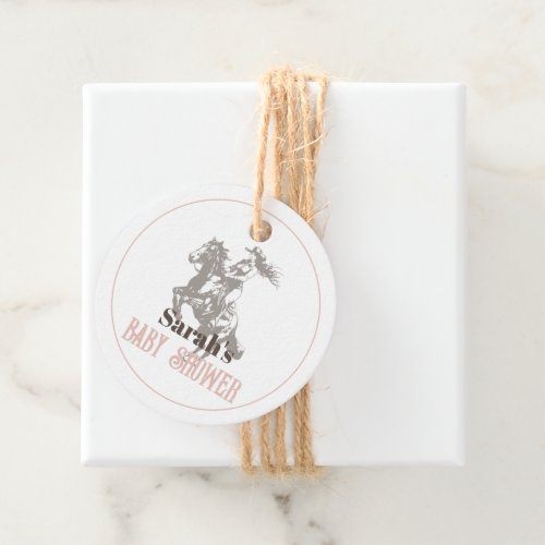 Little Cowgirl Western Pink Girl Baby Shower Favor Tags