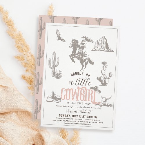 Little Cowgirl Western Pink Girl Baby Shower Invitation