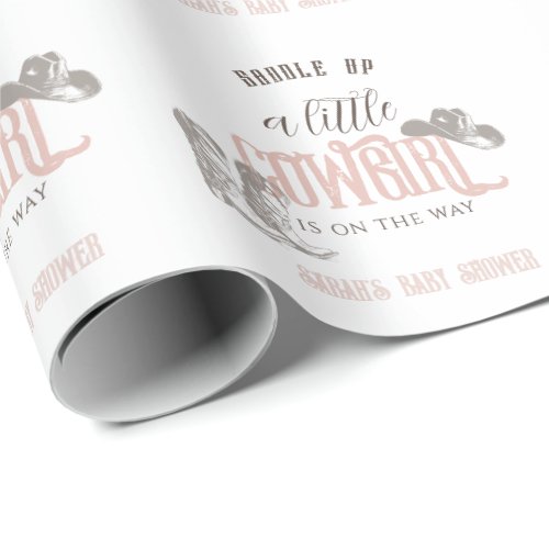 Little Cowgirl Western Pink Girl Baby Shower Wrapping Paper