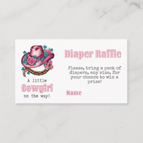 Little Cowgirl Western Pink Hat Floral Baby Shower Enclosure Card