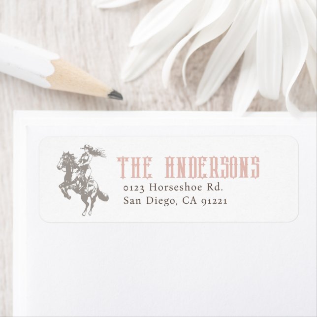 Little Cowgirl Western Pink Retrurn Address Label (Insitu)