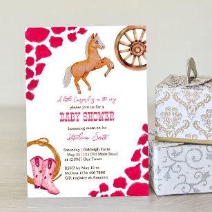 Little cowgirl western rodeo baby shower invitation
