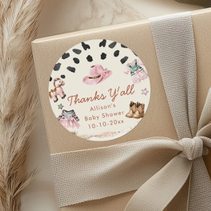 Little Cowgirl western theme girl baby shower Classic Round Sticker