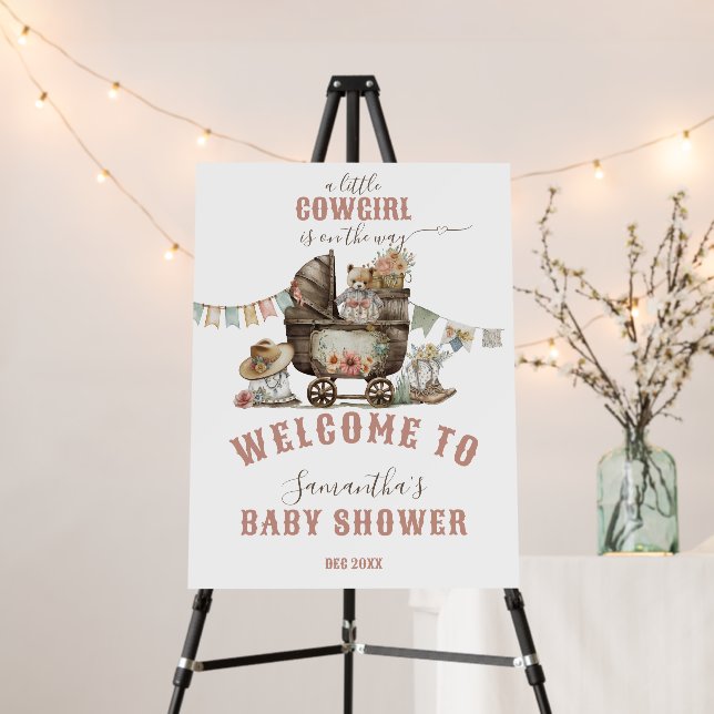 Little cowgirl Wild West Boho Baby Girl Shower Foam Board (In Situ (Stand))