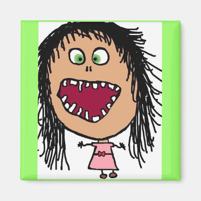 Little Crazy Eye Cartoon Girl Magnet (Front)