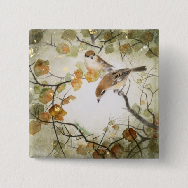 Little Creature-Bull-headed Shrikes Pinback Button (Front)
