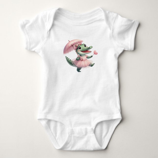 Little crocodile in love baby bodysuit (Front)