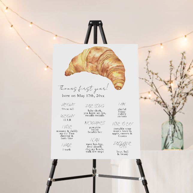 Little Croissant First Birthday Milestone Birthday Foam Board (In Situ (Stand))