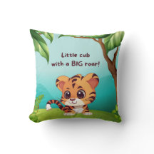 Little Cub Big Roar Square Throw Pillow
