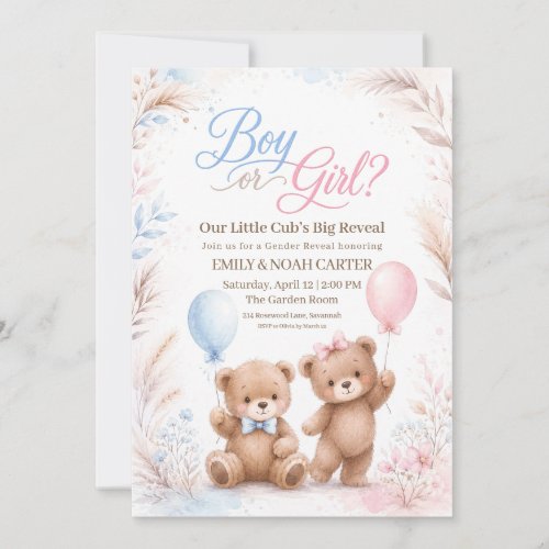 Little Cub Boy or Girl Gender Reveal Invitation