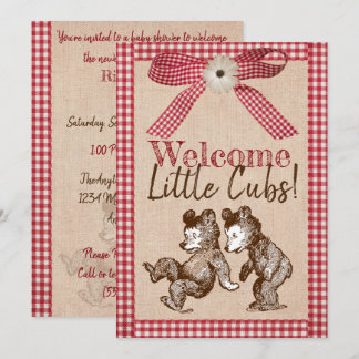Little Cubs Twin Gender Neutral Baby Shower Invitation