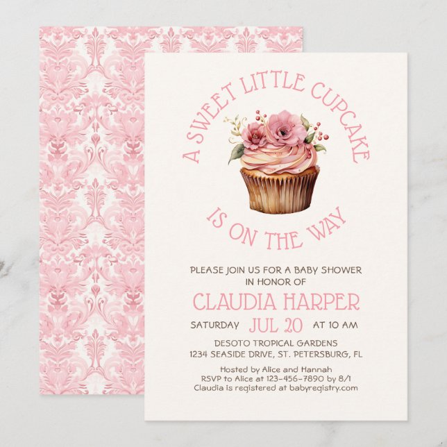 Little Cupcake Baby Shower Invitation (Front/Back)